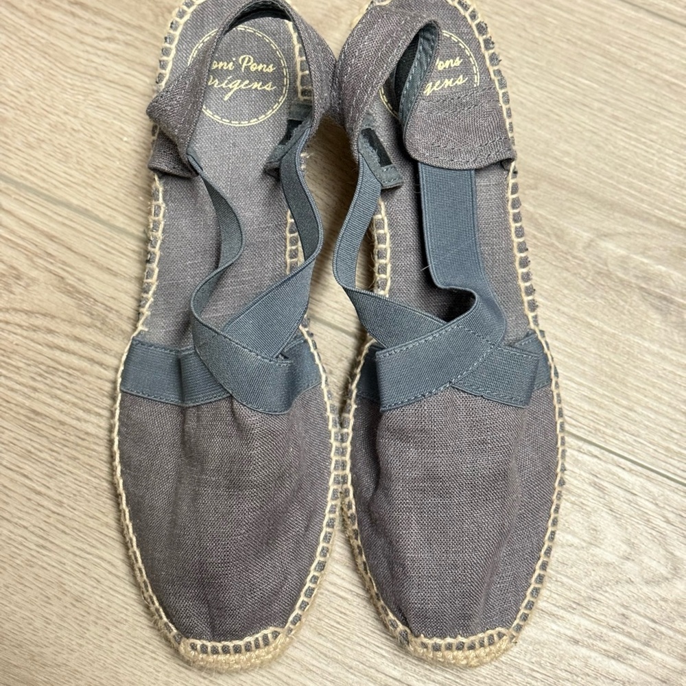 Toni Pons Origens Espadrilles Navy Low Wedge Elastic Strap Linen Women’s 39